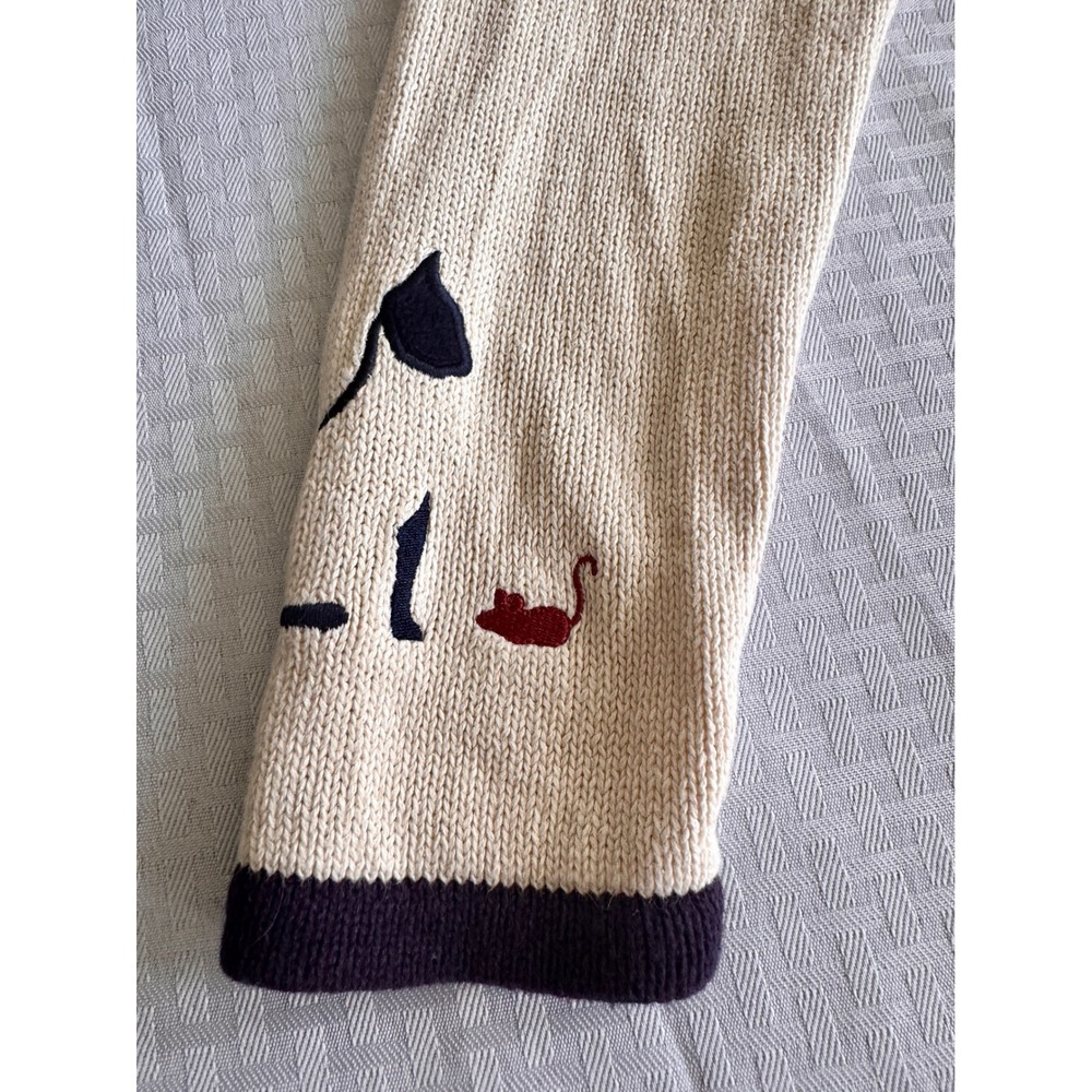 Christopher & Banks Cat Cardigan Navy Cream Embroidered Knit Sweater Medium 2003 - Picture 13 of 16